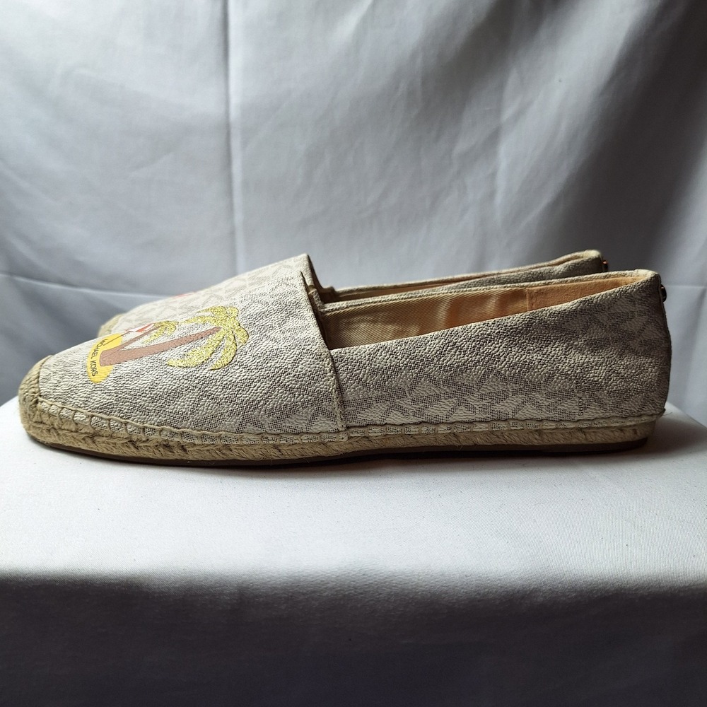 MICHAEL KORS "Kendrick" Slip-On Espadrille Sz 8 Signature Monogram AOP Palm Tree - Picture 5 of 10